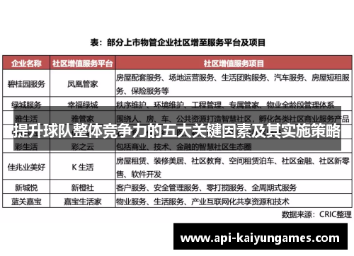 提升球队整体竞争力的五大关键因素及其实施策略